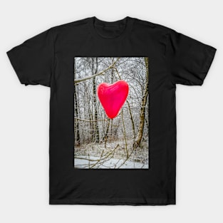 Red Balloon In Winter Snow Forest Photography 1 T-Shirt